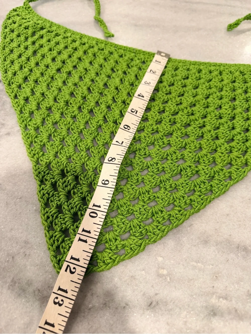 Handmade Crochet Bandana Head Scarf Cotton Boho Triangle Wrap Fest Cottagecore